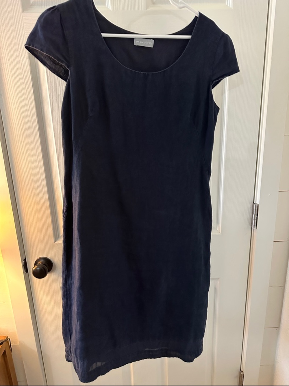 UK brand Per Una. Navy Scoop Neck, Midi Shift Dress (long/tall)